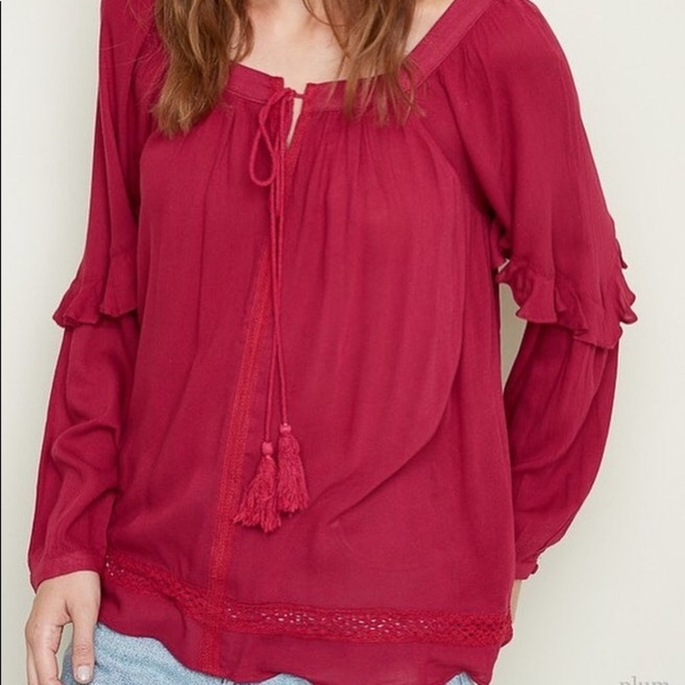 Burgundy top with tassel